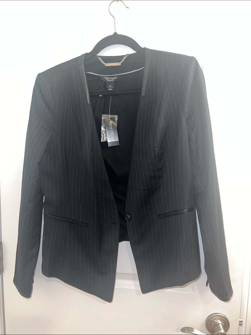 White House Black Market Black Pinstripe Single-Button Blazer